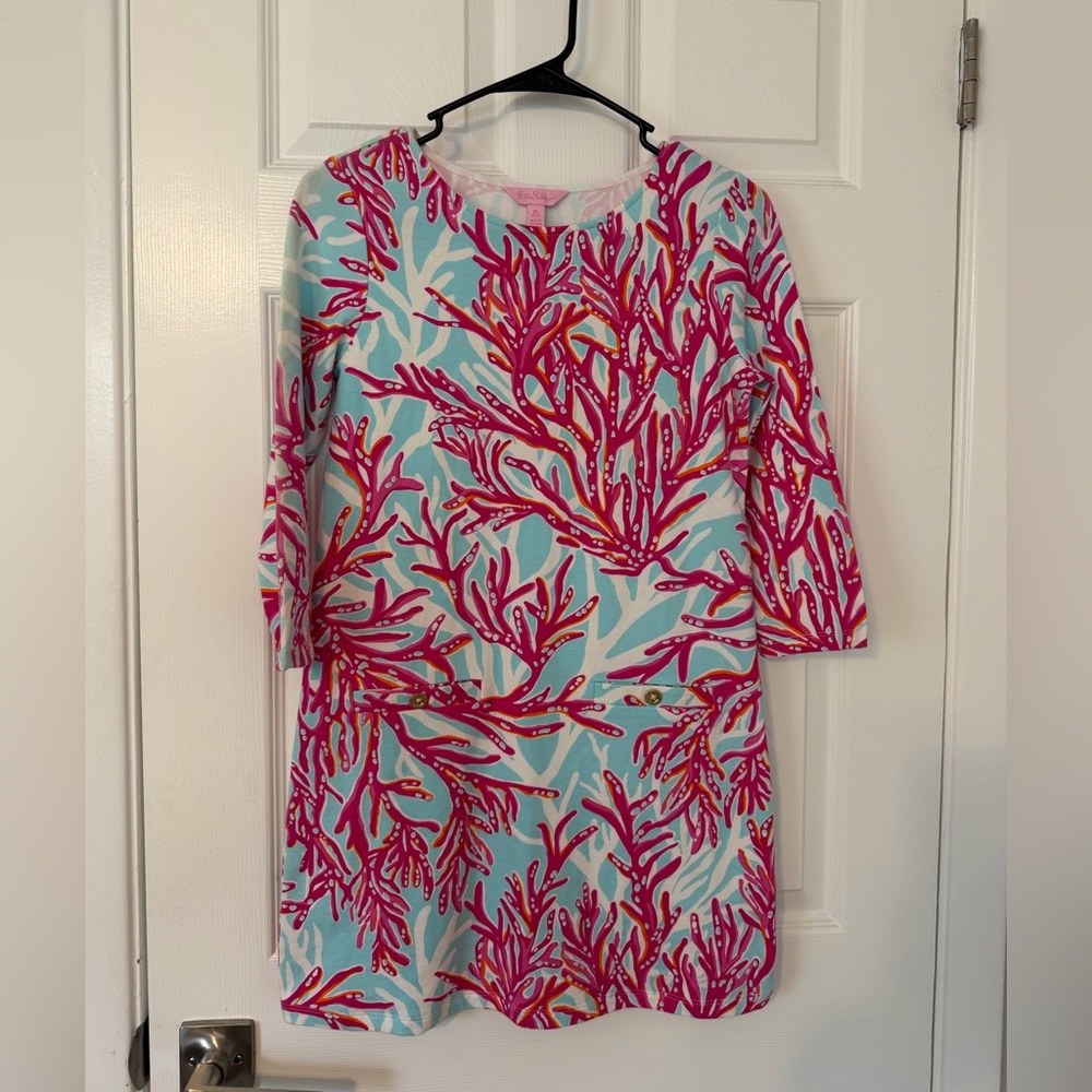 Lilly Pulitzer Vibrant Pink and Blue Long Sleeve Dress